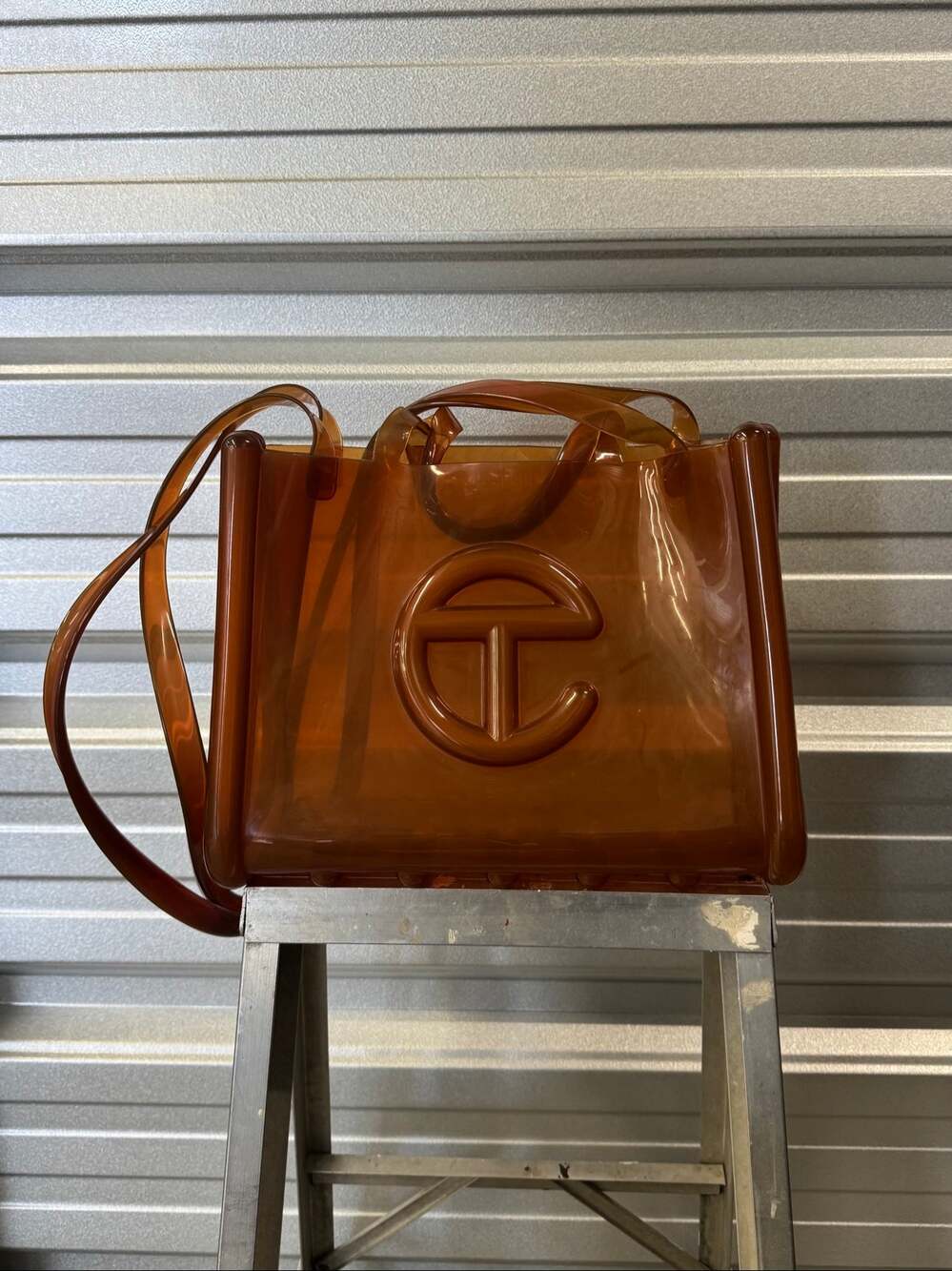 Telfar x Melissa Clear Brown Jelly Shopper Tote Bag - Medium